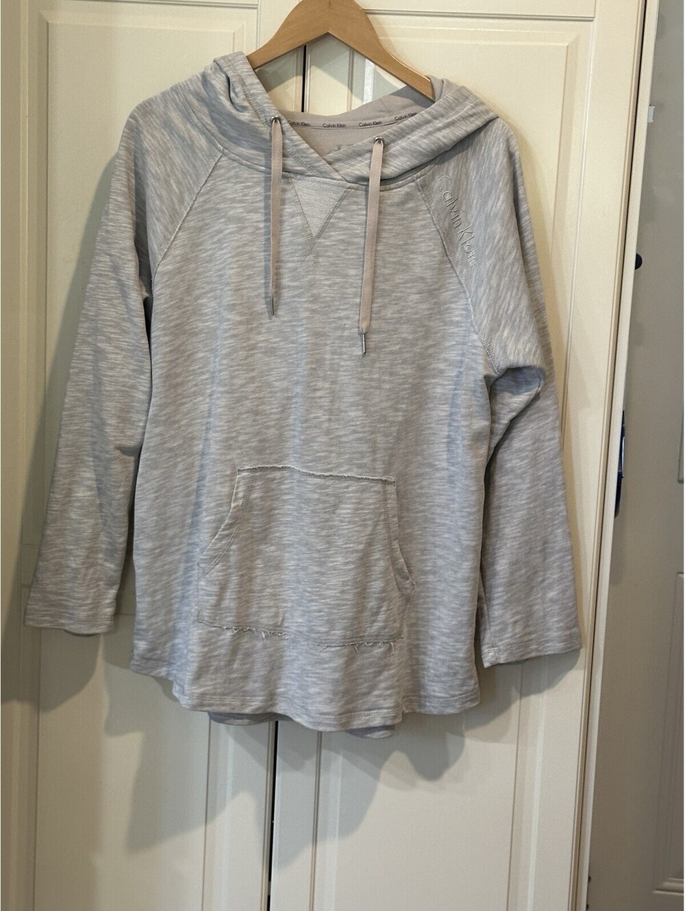 Calvin Klein Women's Light Gray Marbled Pullover Hoodie Size Large